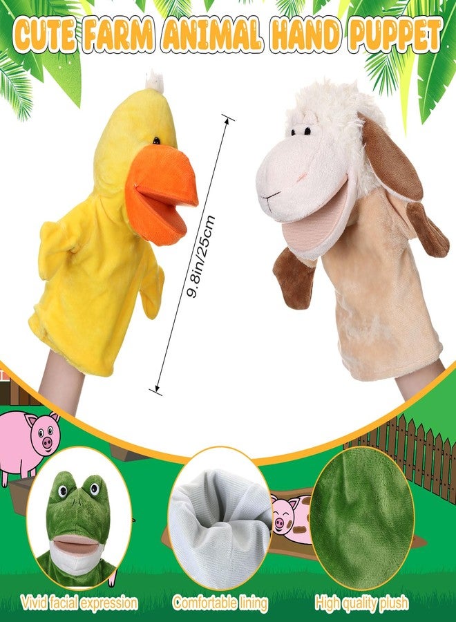 RoundFunny 4 Pcs Hand Puppet Animal Hand Puppet Set with Working Mouth 9.8 Inch Animal Puppet Animal Soft Plush Toy for Storytelling Theater Preschool Birthday Gifts (Cow, Frog, Duck, Sheep) - Image 2