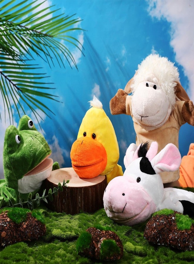RoundFunny 4 Pcs Hand Puppet Animal Hand Puppet Set with Working Mouth 9.8 Inch Animal Puppet Animal Soft Plush Toy for Storytelling Theater Preschool Birthday Gifts (Cow, Frog, Duck, Sheep) - Image 3