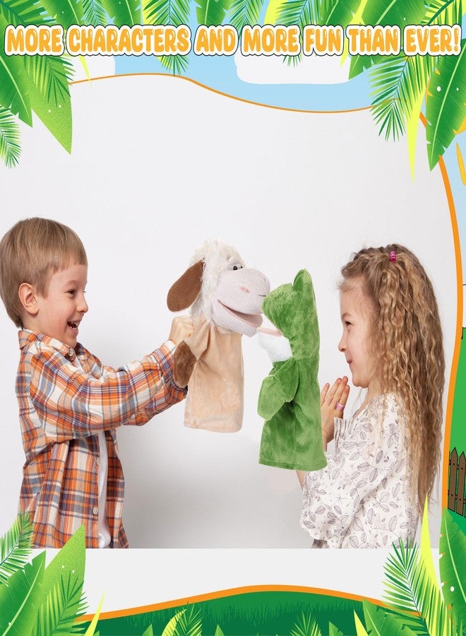 RoundFunny 4 Pcs Hand Puppet Animal Hand Puppet Set with Working Mouth 9.8 Inch Animal Puppet Animal Soft Plush Toy for Storytelling Theater Preschool Birthday Gifts (Cow, Frog, Duck, Sheep) - Image 5