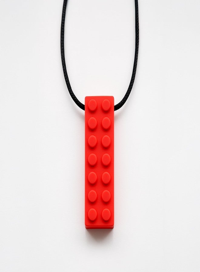 Abley's Sensory Chew Necklace, Silicone Block Design, Food-Grade Material for Anxiety Relief and Teething (Red) - Image 1