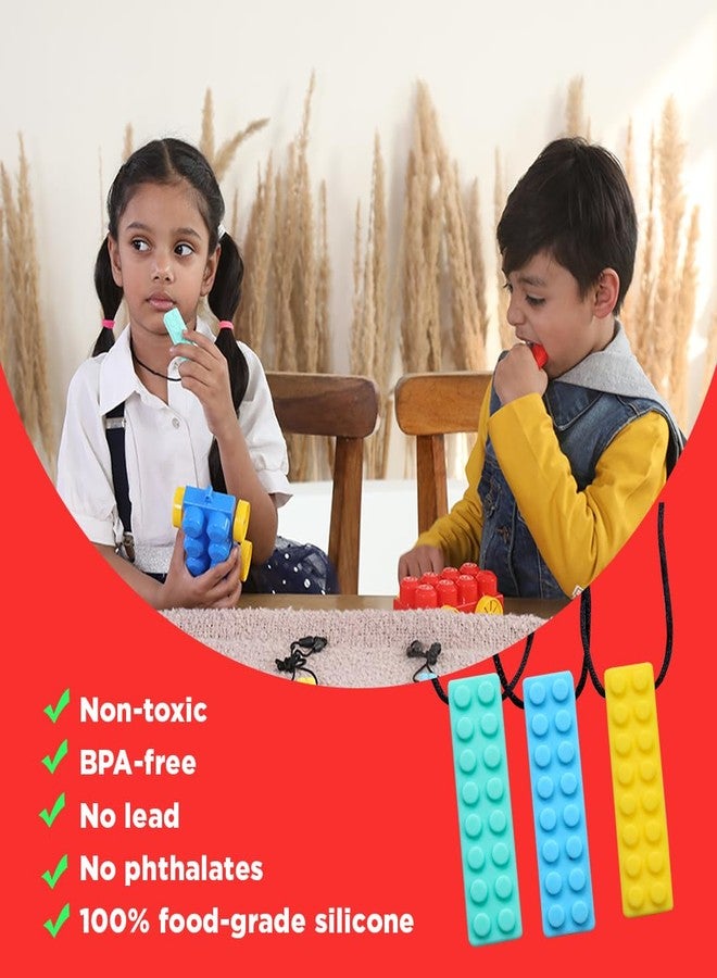 Abley's Sensory Chew Necklace, Silicone Block Design, Food-Grade Material for Anxiety Relief and Teething (Red) - Image 3