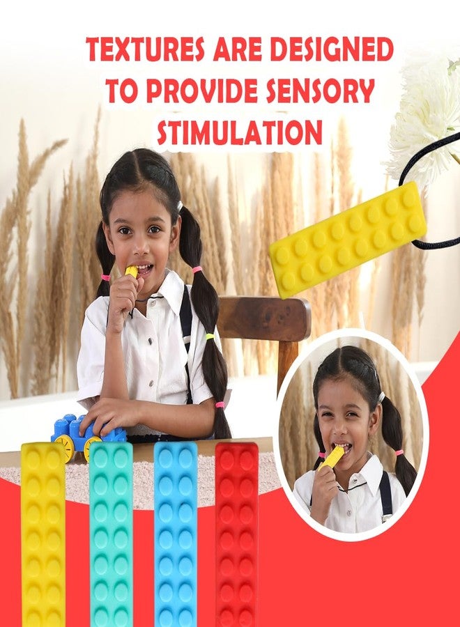 Abley's Sensory Chew Necklace, Silicone Block Design, Food-Grade Material for Anxiety Relief and Teething (Red) - Image 2