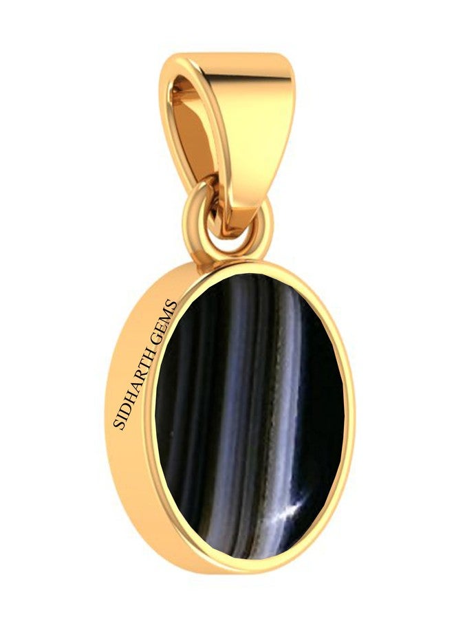 SIDHARTH GEMS Black Sulemani Hakik Akik Agate 8.00 Ratti Stone Pendant/Locket Gold Plated for Men and Women - Image 2