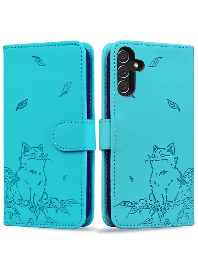 اس-توب جراب لهاتف Samsung Galaxy S24 FE 5G جراب هاتف جلدي منقوش عليه قطة لطيفة - Image 1