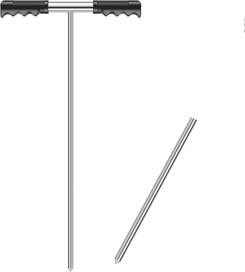 قضيب مسبار التربة من الفولاذ المقاوم للصدأ الأسود بمقبض على شكل حرف T قابل لتعديل الارتفاع لتحديد موقع خزانات الصرف الصحي والأنابيب - Image 1