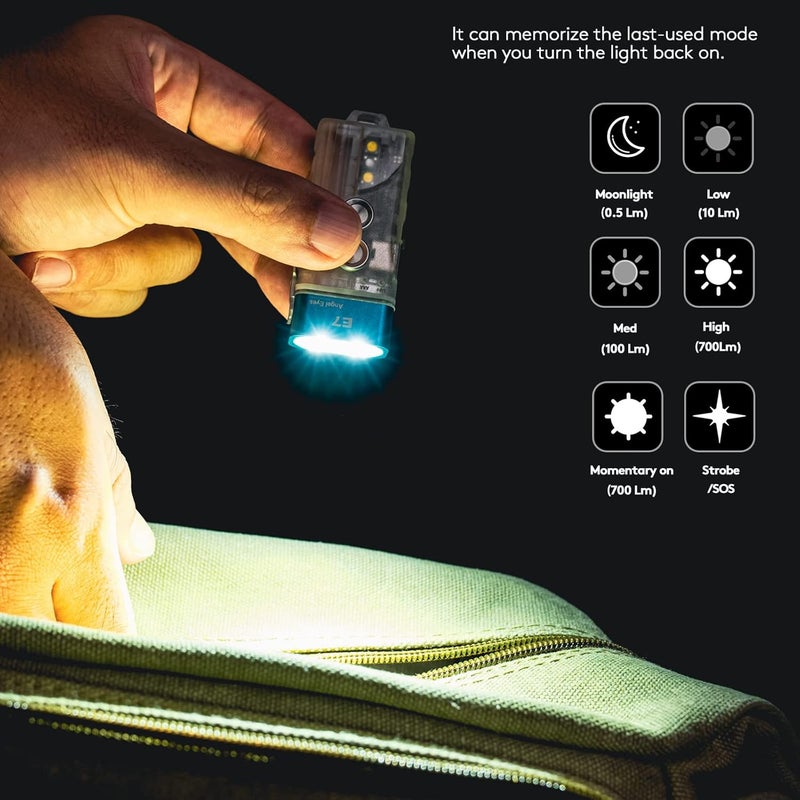RovyVon E7U Keychain Flashlight - USB C Rechargeable, 700 Lumens, Waterproof, Glow in The Dark - Image 2