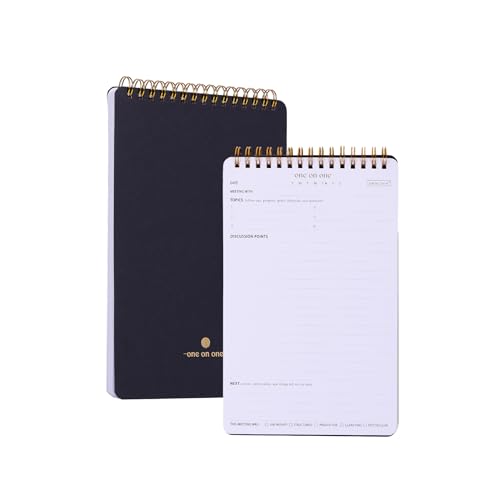 ZERONE CENTRE Meeting Notebook for Work with Action Plan - A5 Perfect Spiral Notepad for Team Leads to Professionally Manage Business Projects - 54 Sheets TO Keep Notes Organized & Productive-Black-A5 - Image 1