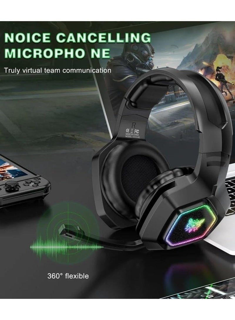 Onikuma K10 Gaming Headset with Professional Surround Sound, Noise Cancellation, Microphone, and RGB LED Lighting - Image 3