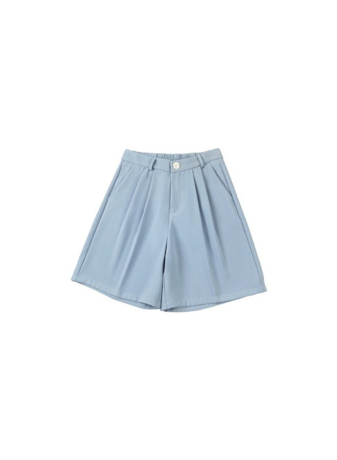 Grey Suit Shorts Women's Summer Thin Loose Casual A- Line High Waist Wide Leg Pants Straight Slim Look Five-point Medium Pants - Image 4