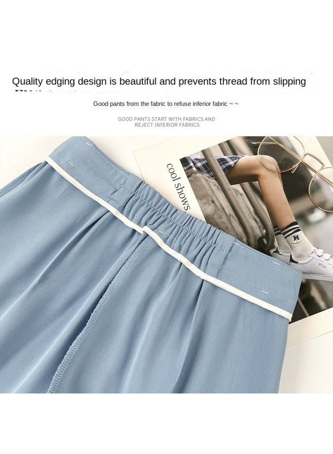 Grey Suit Shorts Women's Summer Thin Loose Casual A- Line High Waist Wide Leg Pants Straight Slim Look Five-point Medium Pants - Image 2