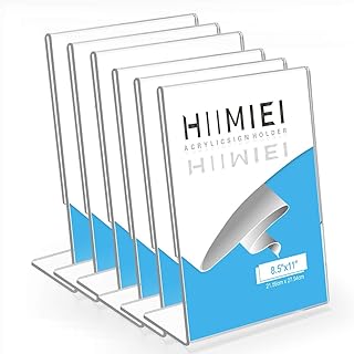 HIIMIEI HIIMIEI Acrylic Slant Sign Holder 8.5x11 6 Pack, Plastic Table Menu Display Stand Holder, Plexi Single Ad Frame for  - Image 1