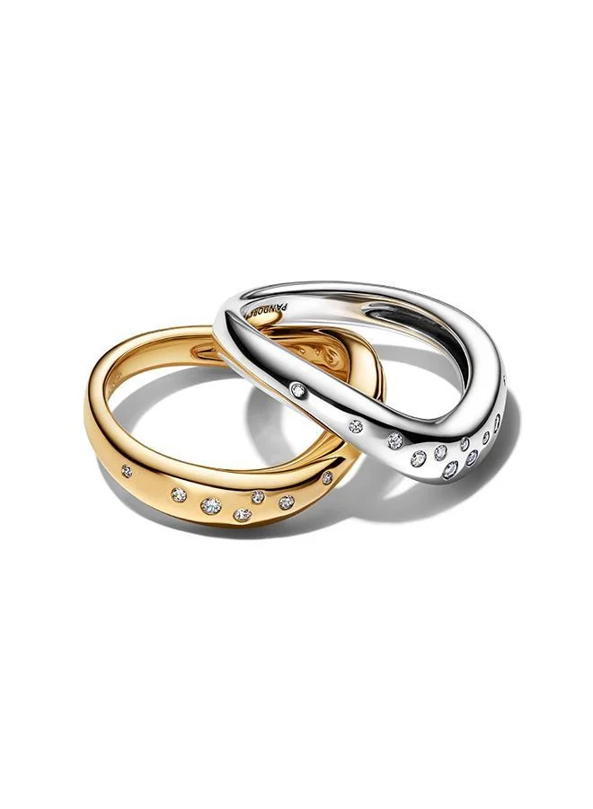 Pandora  Organically Shaped Two-Tone Stacking Rings for Women | Best Price UAE