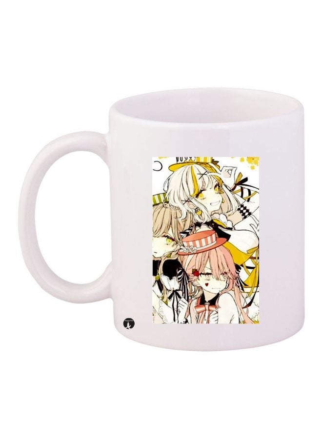 RYN Anime Printed Coffee Mug White/Yellow/Black 11ounce