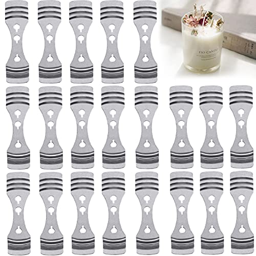 DINGPAI 25pcs Metal Candle Wick Holder, Silver Stainless Steel Candle Wick Centering Devices for Candle Making - Image 1