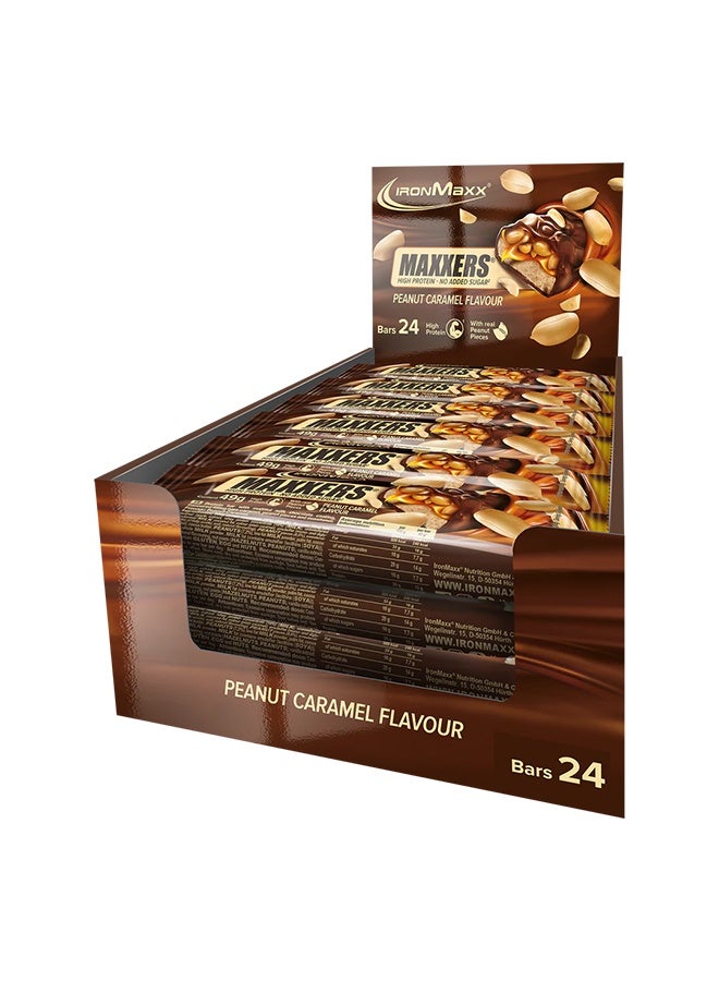 IronMaxx Maxxers Peanut Caramel | 24 x 49g | No Added Sugar Protein Bar - Image 2