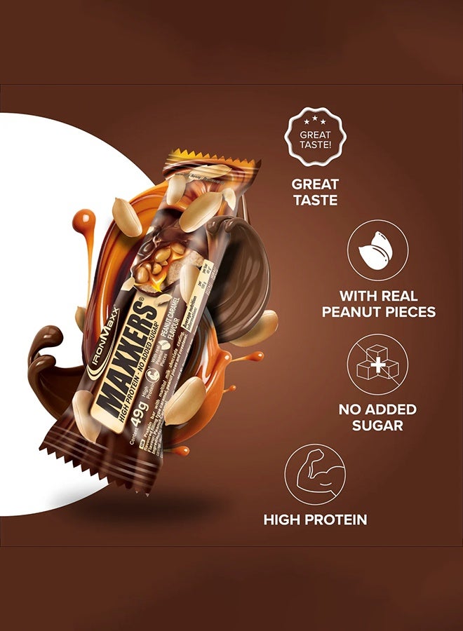 IronMaxx Maxxers Peanut Caramel | 24 x 49g | No Added Sugar Protein Bar - Image 3