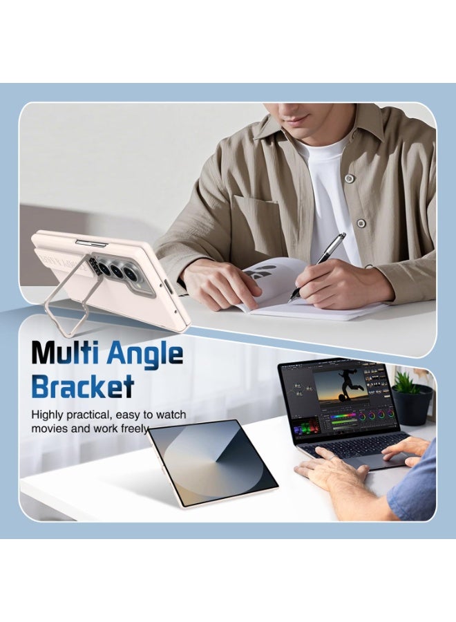 عام غطاء ذكي قابل للطي مع حامل للكاميرا متوافق مع سامسونج جالكسي زد فولد 7 - يشمل سوار حماية وواقي شاشة، من سلسلة الأغطية الواقية القابلة للطي بلون مشمشي - Image 5