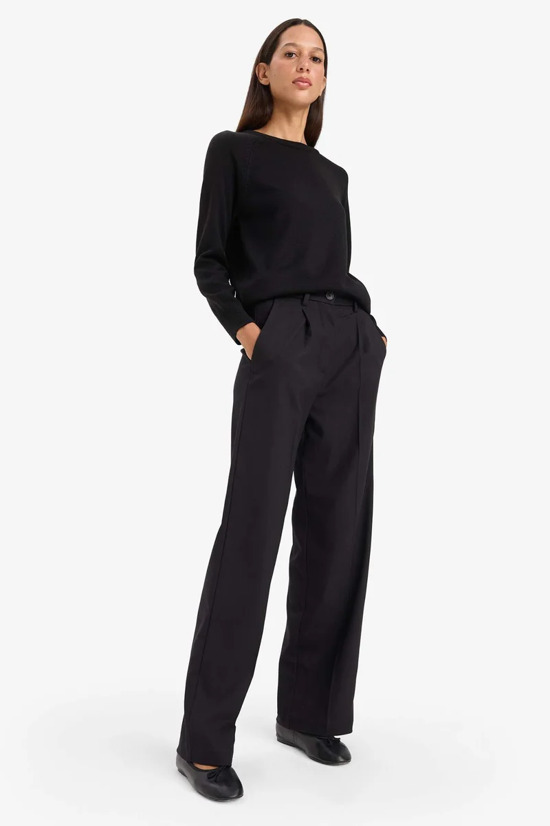 ديفاكتو Relax Fit Crew Neck Basic Knit Pullover