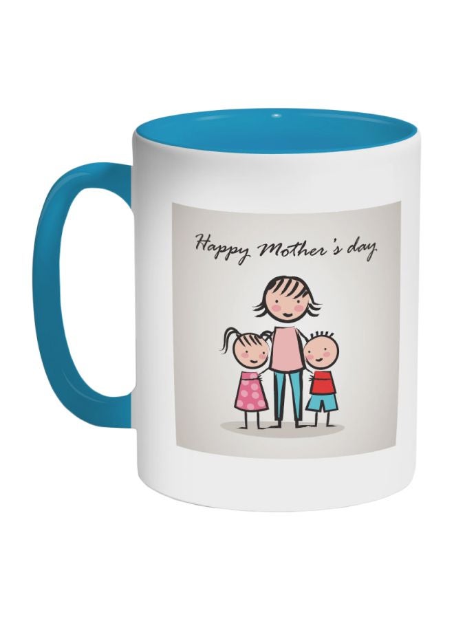 Happy Mother's Day Printed Coffee Mug Blue/White/Grey 325ml