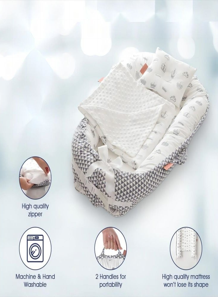 إسكدنيا سرير استرخاء للطفل من 0-24 شهرًا - سرير أطفال قطني 100٪ قابل للتنفس، عش محمول لحديثي الولادة - Image 3