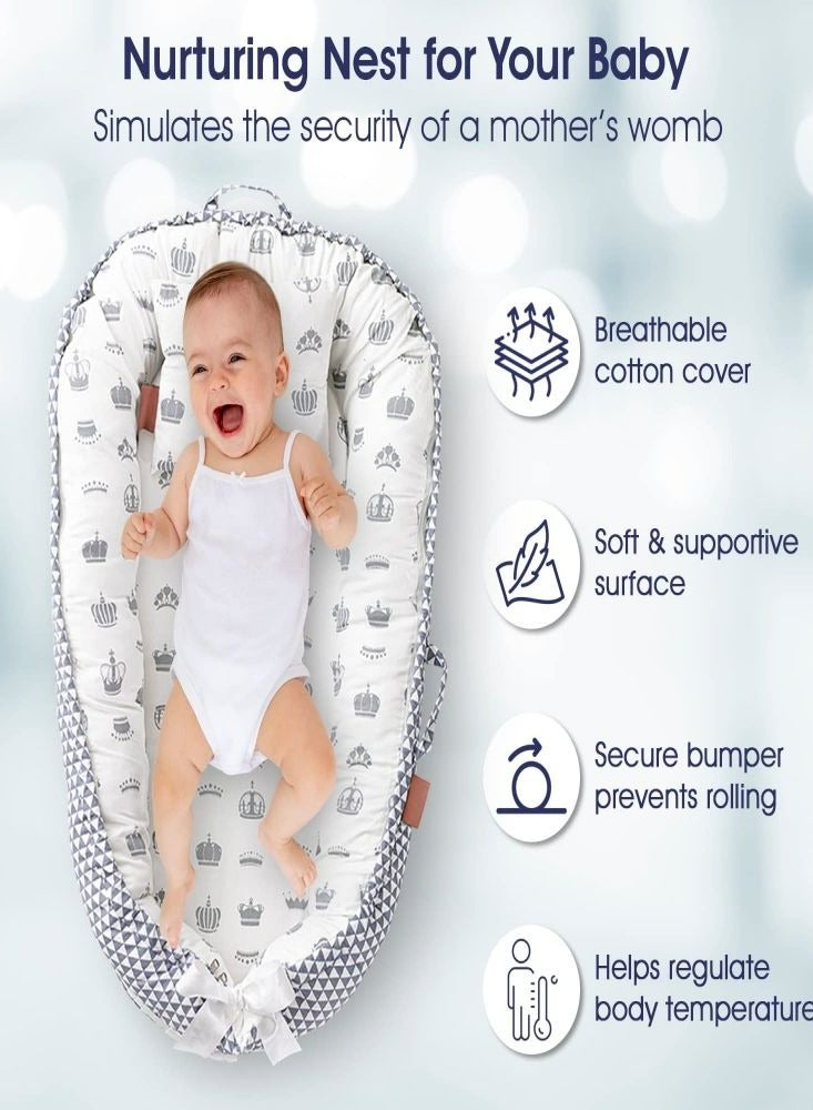 إسكدنيا سرير استرخاء للطفل من 0-24 شهرًا - سرير أطفال قطني 100٪ قابل للتنفس، عش محمول لحديثي الولادة - Image 5