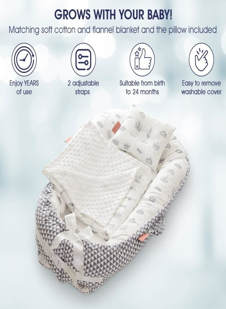 إسكدنيا سرير استرخاء للطفل من 0-24 شهرًا - سرير أطفال قطني 100٪ قابل للتنفس، عش محمول لحديثي الولادة - Image 4