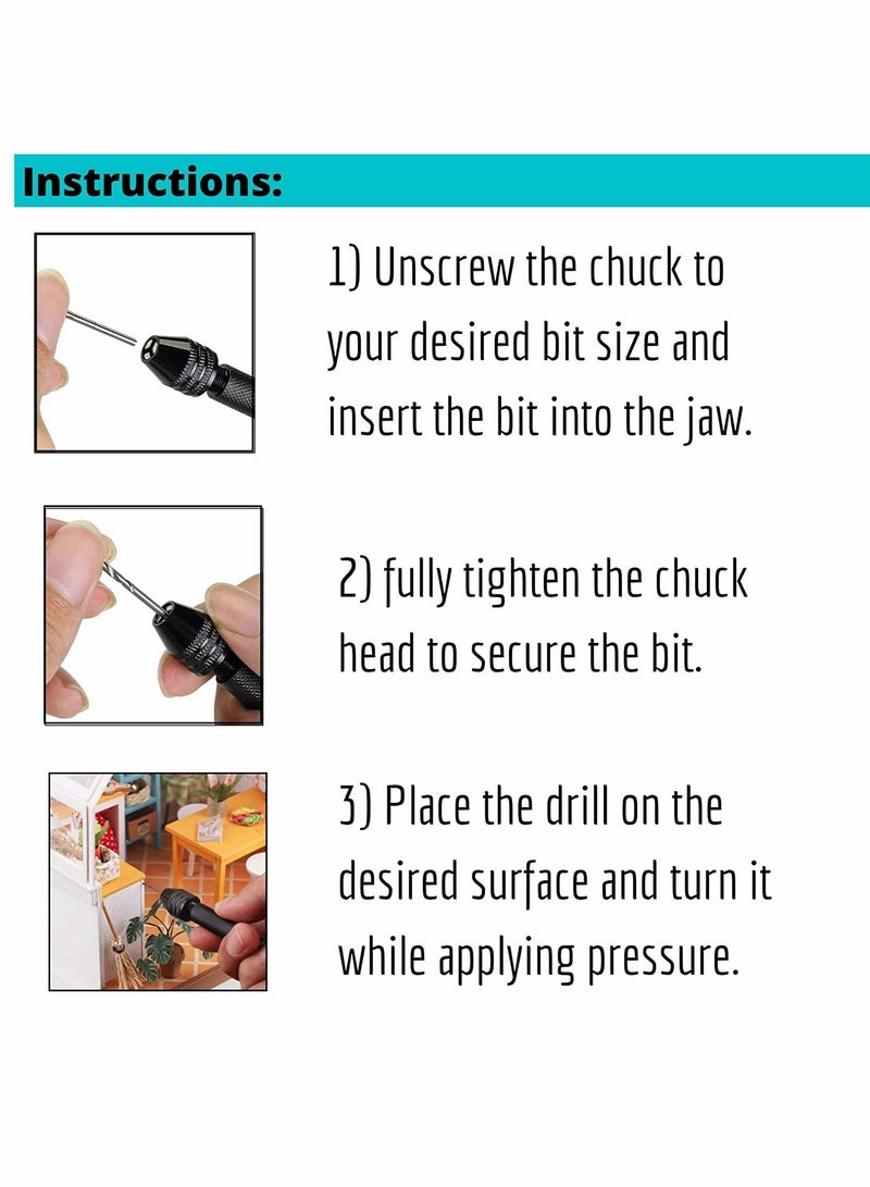 Drill Drivers, Hand Drill with 10 Drill Bits (0. 3.0mm), Jewelry Drill, Resin Drill Mini Drill Hand Drill for Jewelry Making Pin Vise Hand Drill Hand Drill for Resin, Micro Drill Bit, Mini Drill Set - Image 4