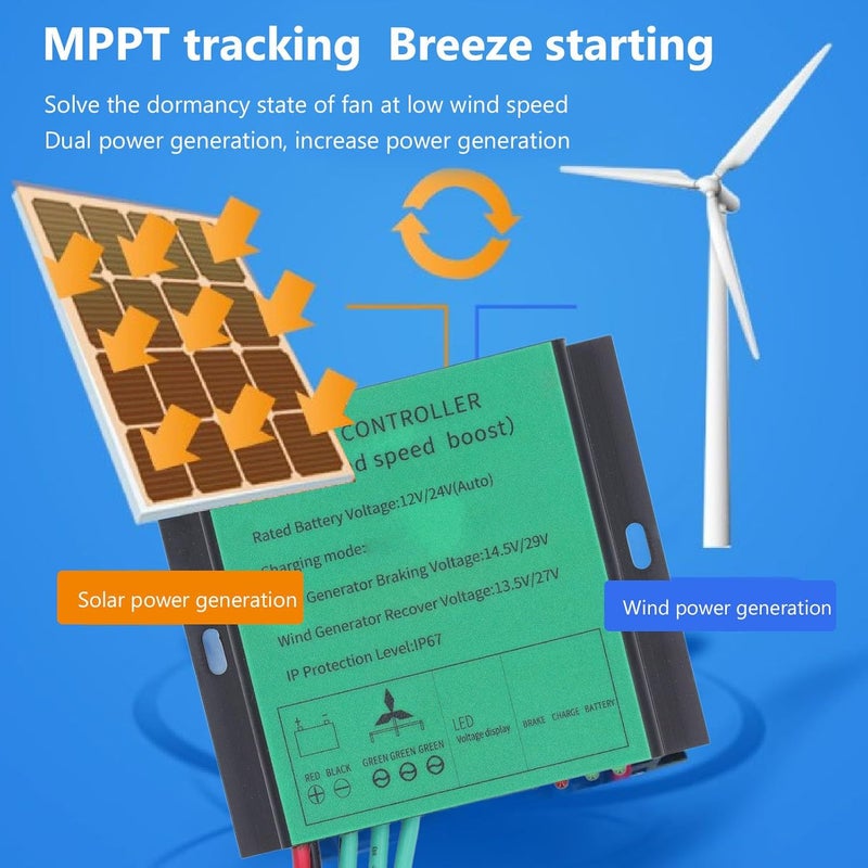MPPT Wind Turbine Charge Controller 100W to 600W 12V 24V Auto Match IP67 Low Voltage Boost for OffGrid Wind Power Systems - Image 5