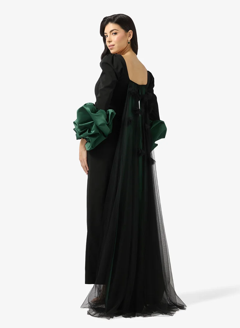 Namshi x Sweetheart Neckline A Line Dress with Ruffle Sleeve