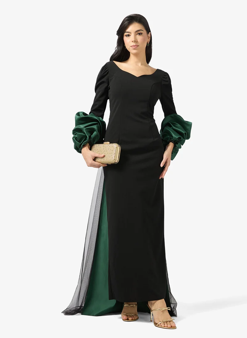 Namshi x  Sweetheart Neckline A Line Dress with Ruffle Sleeve for Women | Best Price UAE