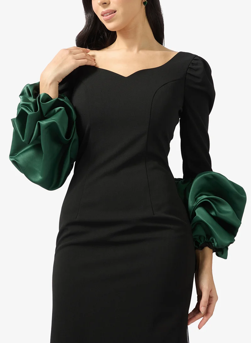 Namshi x  Sweetheart Neckline A Line Dress with Ruffle Sleeve for Women | Best Price UAE