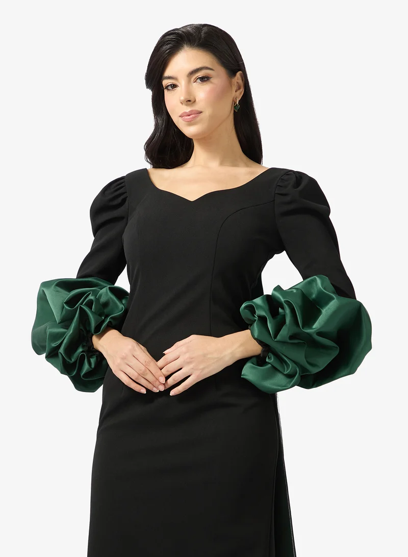 Namshi x  Sweetheart Neckline A Line Dress with Ruffle Sleeve for Women | Best Price UAE