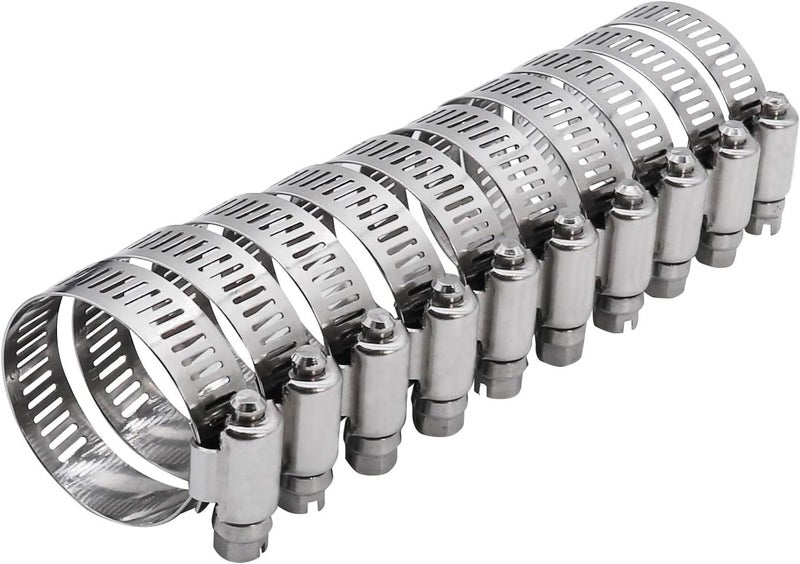 ROADFORMER 1.25" Worm Gear Hose Clamp - SAE 20 Size, Full Stainless Steel with 1/2" Band Width, Working Range 21mm - 44mm Hose Clamps, 10 Pack - Image 1