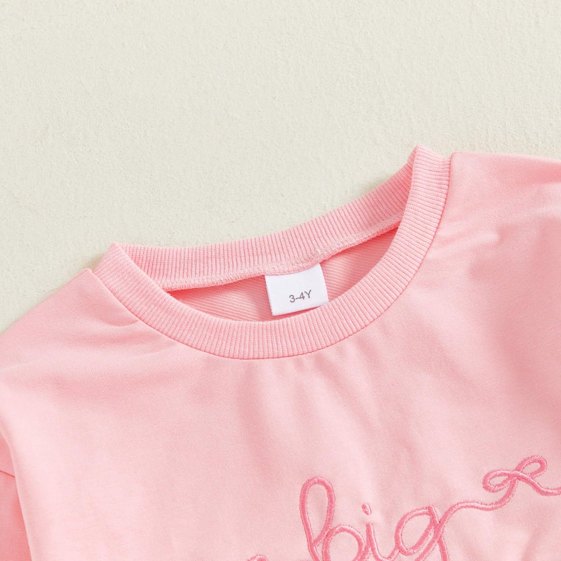 GOOCHEER Big Sister Little Sister Matching Outfit Newborn Baby Girl Long Sleeve Romper Toddler Girl Pullover Sweatshirt Tops (Pink-Big Sister, 2-3 Years) - Image 5