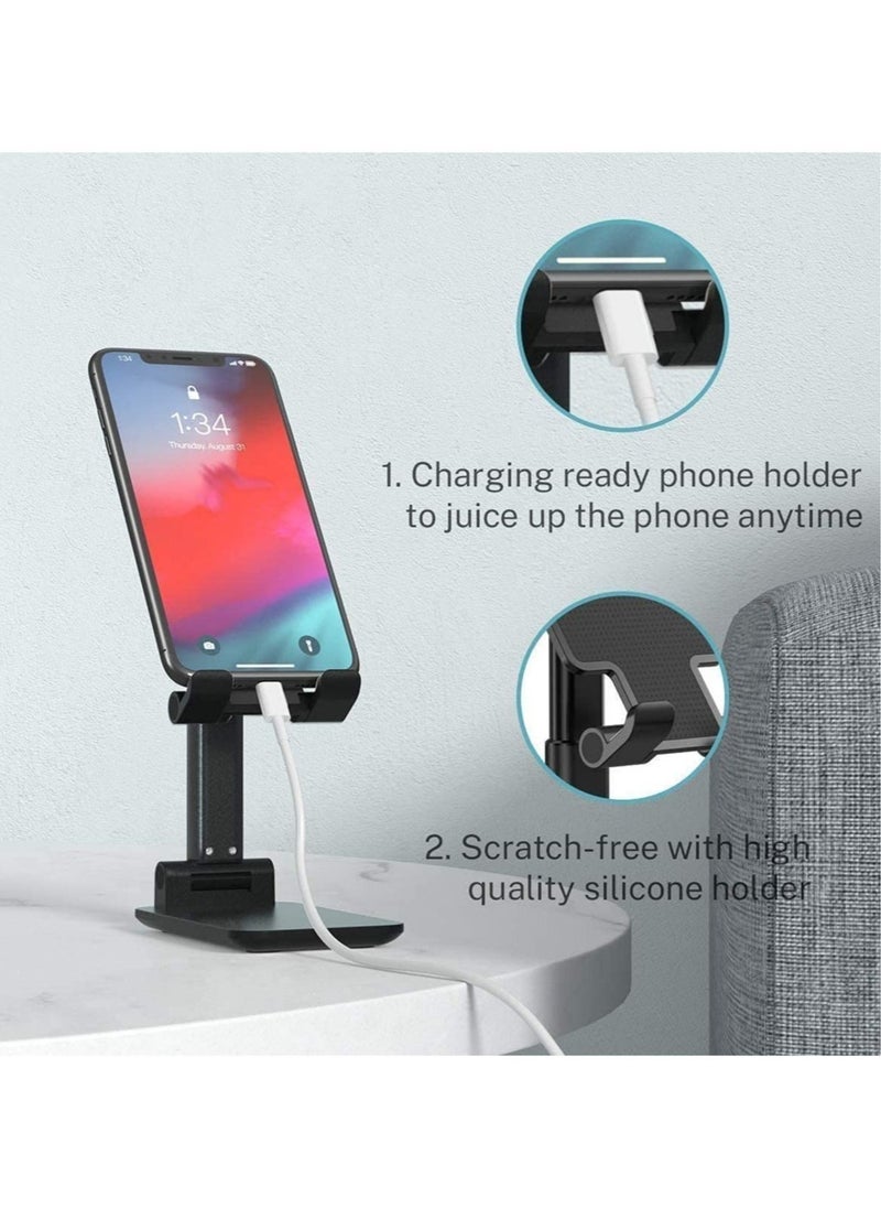 Adjustable Cell Phone Stand, Foldable Portable Phone Stand Phone Holder for Desk, Desktop Tablet Stand Compatible with Mobile Phone/iPad/Tablet