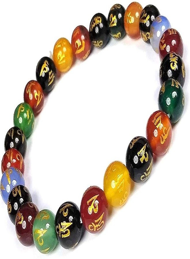 ASTROGHAR Tibetan Nepalese Lucky Om Mani Padme Hum Mantra Engraved Multi Crystals Bracelet Bracelet Men And Women For Reiki Crystal Crystal Healing - Image 3