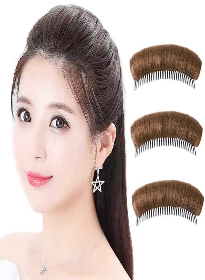 Quupy 3Pcs False Hair Clip Volume Base Women's Bump Fluffy Pad Styling Tool for DIY Hairstyles (Light Brown) - Image 1