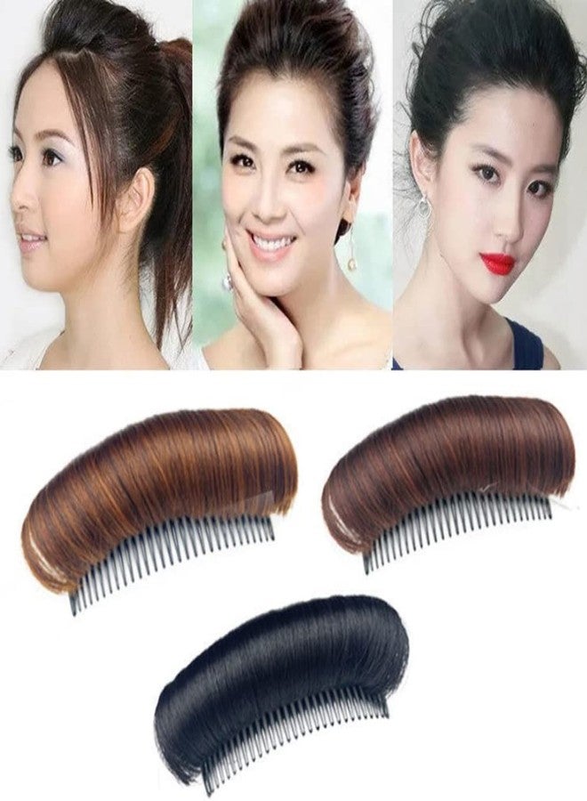Quupy 3Pcs False Hair Clip Volume Base Women's Bump Fluffy Pad Styling Tool for DIY Hairstyles (Light Brown) - Image 4