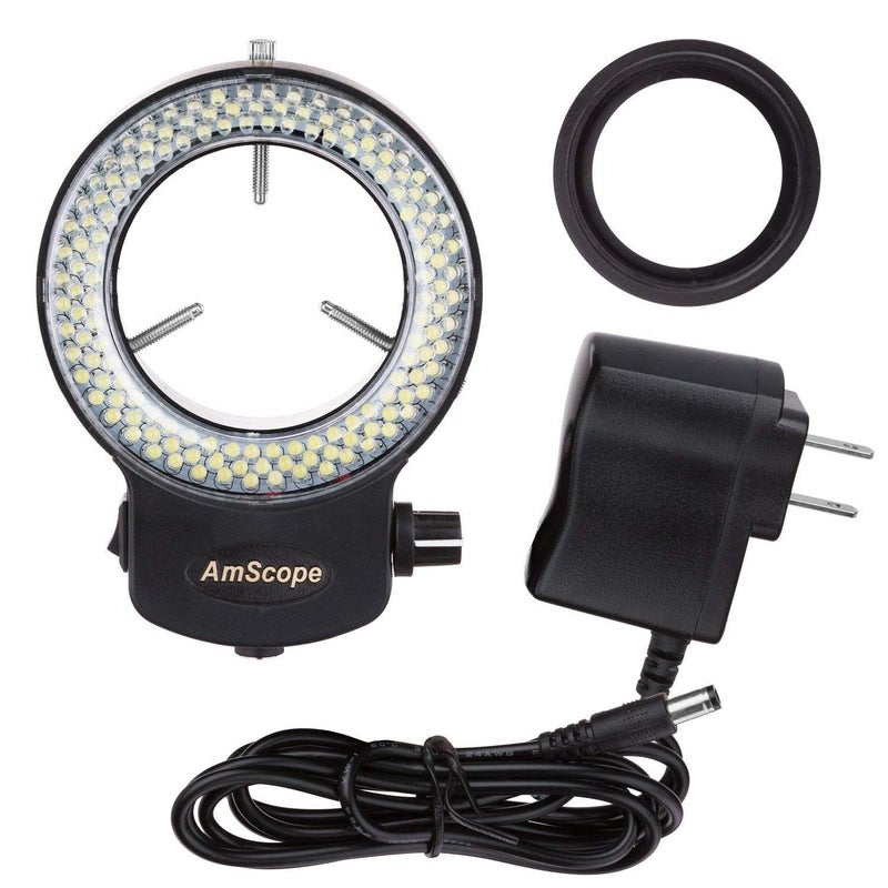 AmScope AmScope 144 LED Intensity-Adjustable Ring Light: Stereo Microscope Accessory with Black Housing - Image 1