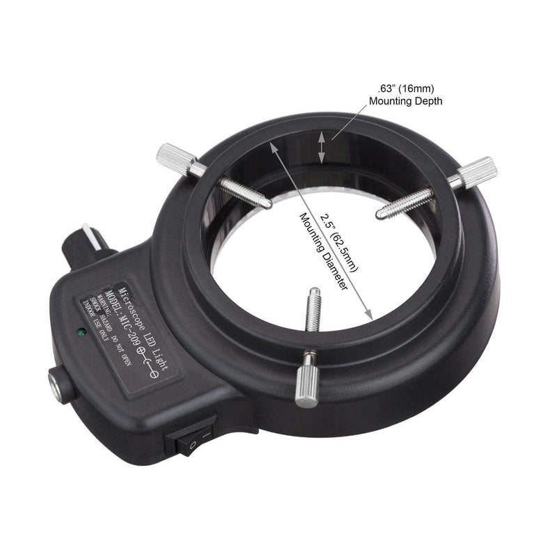 AmScope AmScope 144 LED Intensity-Adjustable Ring Light: Stereo Microscope Accessory with Black Housing - Image 3
