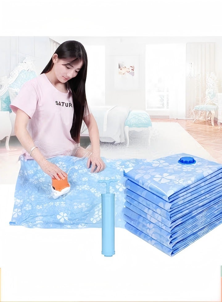 10PCS Vacuum Storage Bags, Reusable Space Saver Seal Bag with Hand Pump, Compression Sealer Bags for Comforters, Blankets, Clothes, Pillows, Travel(2 x Jumbo, 2 x Large, 2 x Medium,4 x Hand roll)  - Image 1
