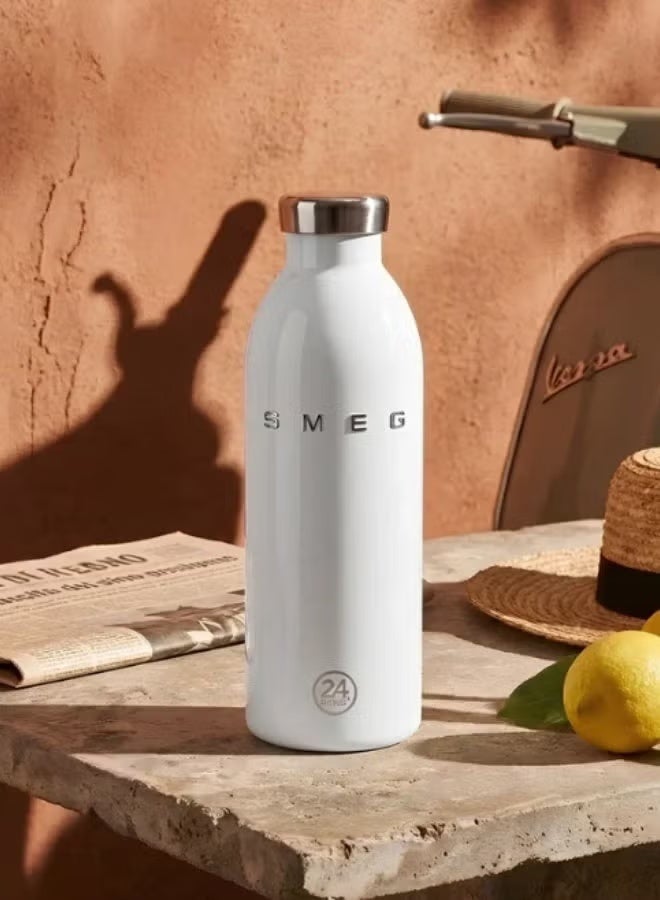smeg زجاجة ماء حرارية من SMEG مصنوعة من الفولاذ المقاوم للصدأ - قارورة معزولة مانعة للتسرب - 500 مل. بيضاء - Image 1