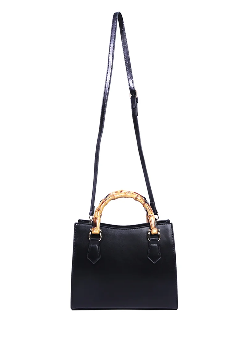 London Rag Black Cane Handle Hand Bag