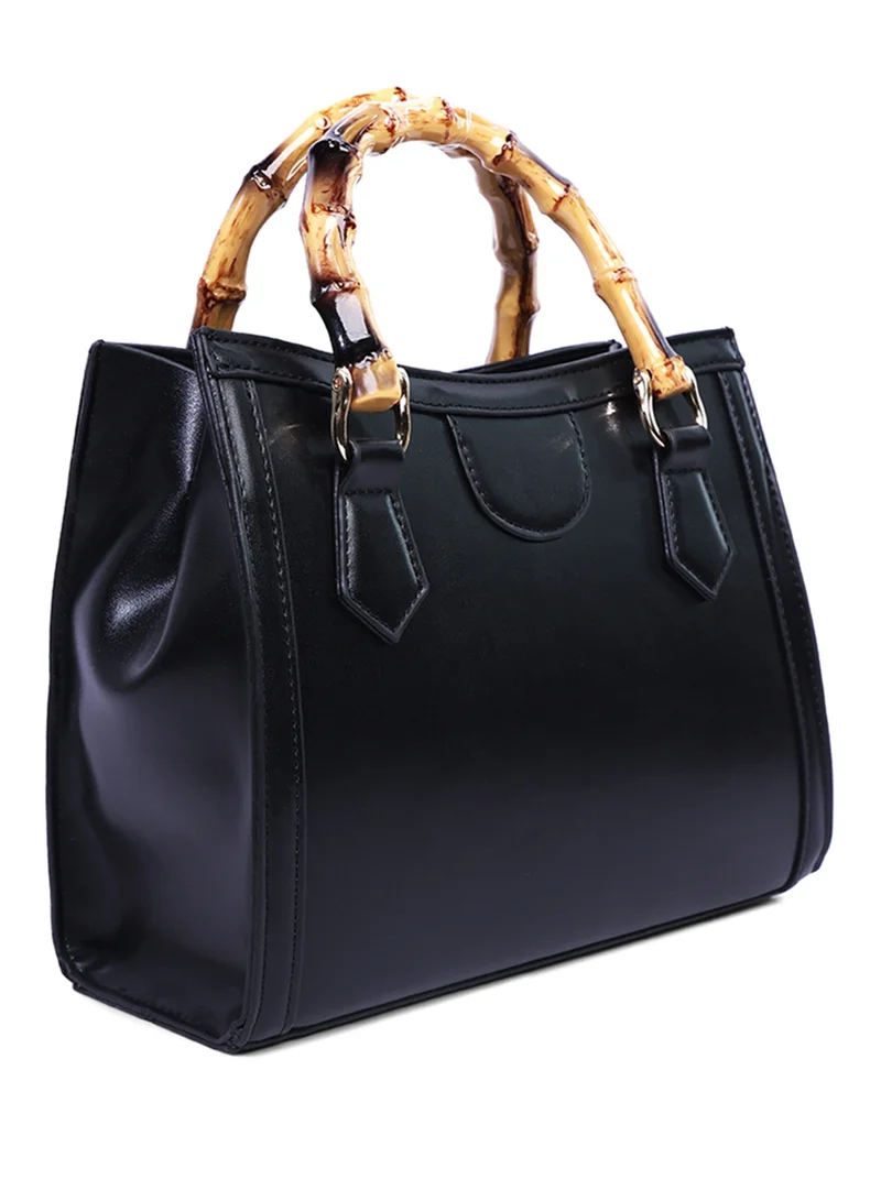 London Rag Black Cane Handle Hand Bag