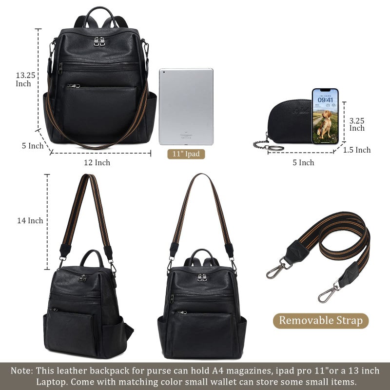 AGLOD Leather Backpack Purse for Women Designer Ladies Shoulder Bag Fashion Faux Work Travel Handbags - Image 4