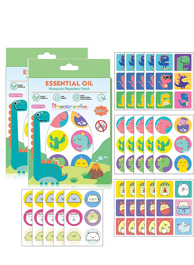 SYOSI Mosquito Repellent Stickers, 120Pcs Natural Patches for Kids and Adults, DEET Free Repellent, Cartoon Stickers for Outdoor Camping Traveling Fishing - Image 1