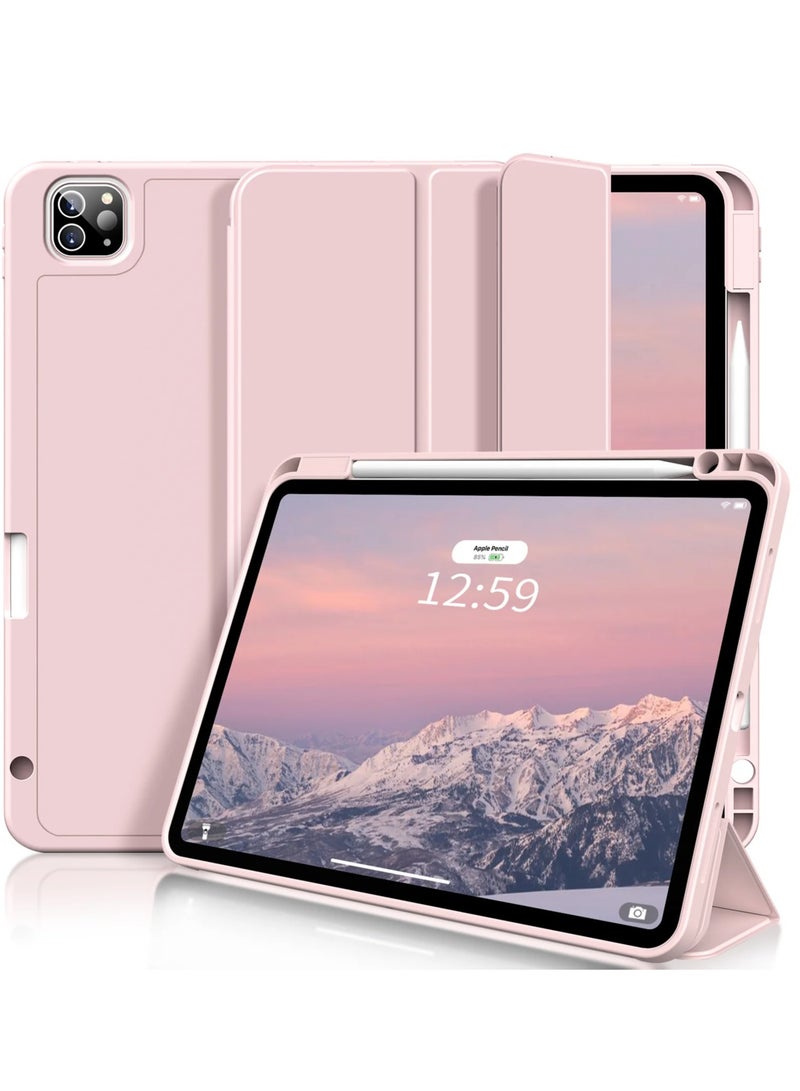 iPad Pro 11 Inch Case (4th/3rd/2nd Gen, 2022/2021/2020) – Trifold Stand Smart Case, Soft TPU Back, Wireless Pencil Charging, Auto Wake/Sleep, Pencil Holder – Pink - Image 1