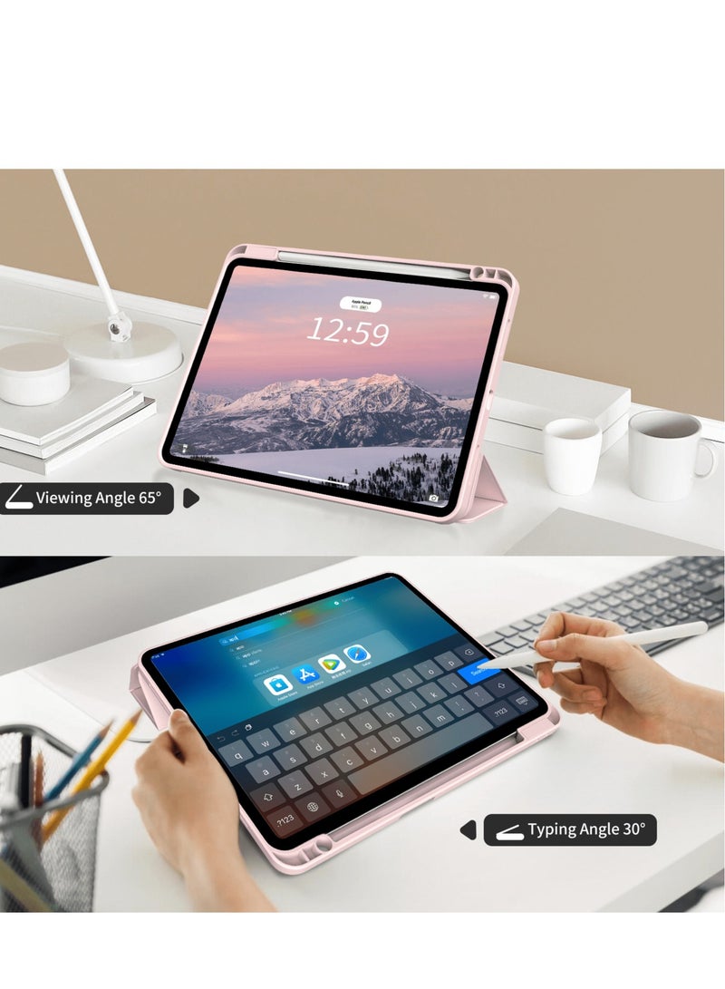 iPad Pro 11 Inch Case (4th/3rd/2nd Gen, 2022/2021/2020) – Trifold Stand Smart Case, Soft TPU Back, Wireless Pencil Charging, Auto Wake/Sleep, Pencil Holder – Pink - Image 4