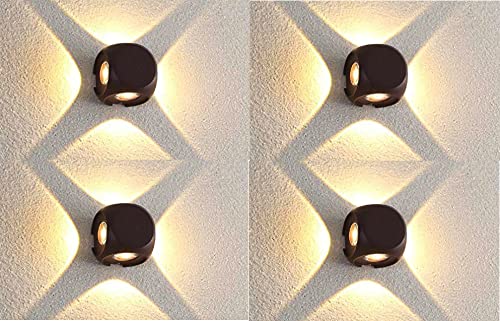 Groeien (Pack of 4 16 Watts LED Square Shape Outdoor Exterior Wall Four Way Left Right UP Down Light (Warm White) (4) - Image 1