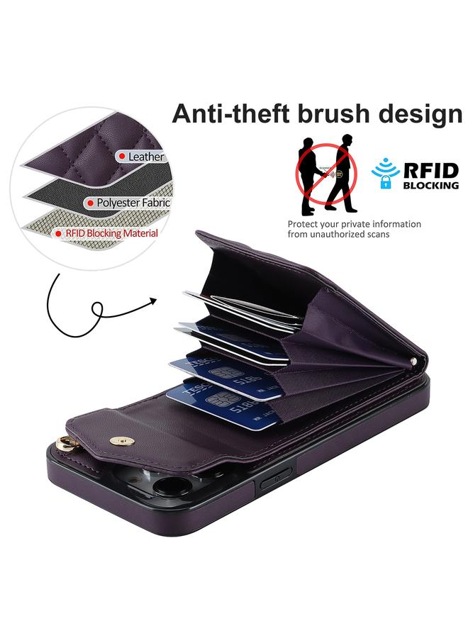 S-TOP Case For iPhone 13 Pro Max Rhombic Texture Card Bag Phone Case with Long Lanyard - Image 4